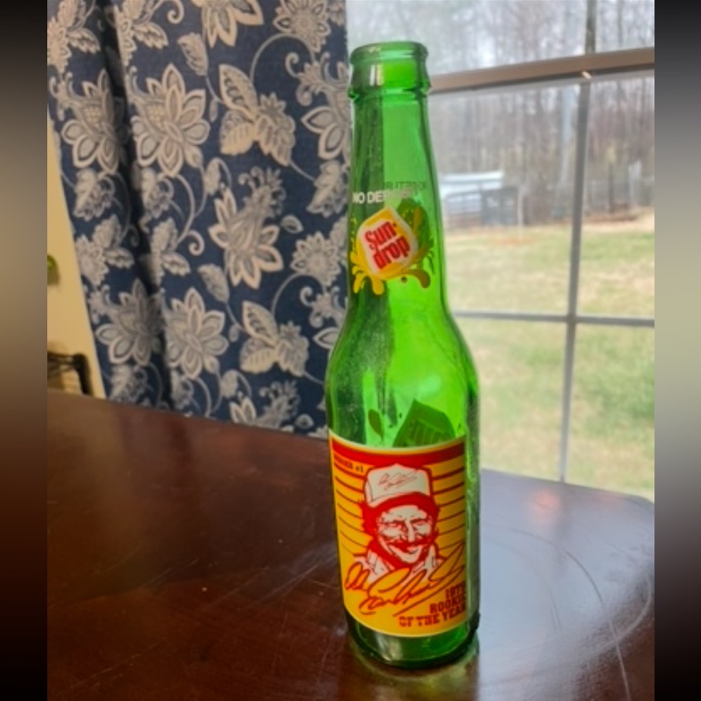 Vintage 1979 Dale Earnhardt Sun Drop Green Glass Bottle
